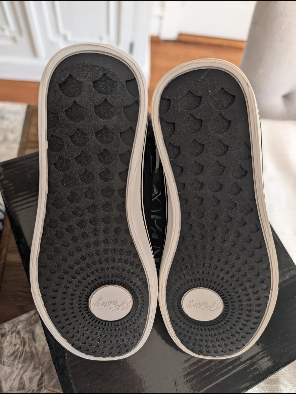Black High-Top Sneakers with White Sole